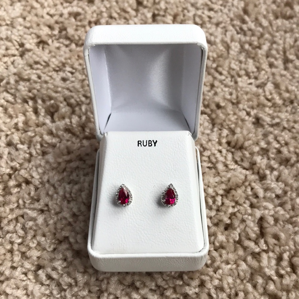 Sterling Silver Ruby Earrings